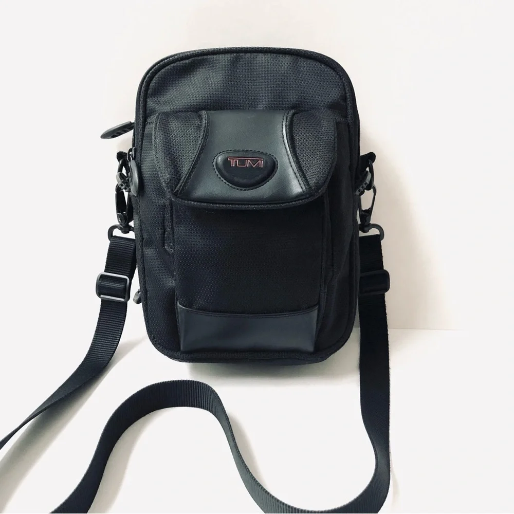 TUMI Leather & Canvas Unisex Shoulder Bag, Gently Used.